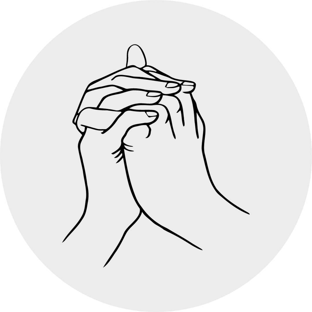 hands of two people intertwined with fingers